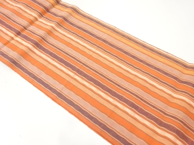 JAPANESE KIMONO / NAGOYA OBI / SILK / WOVEN WAVY STRIPE